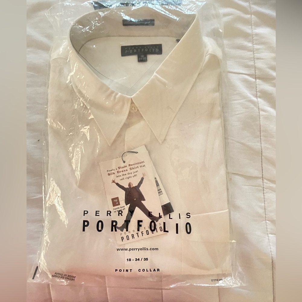 Perry Ellis Men's Cotton White Shirt